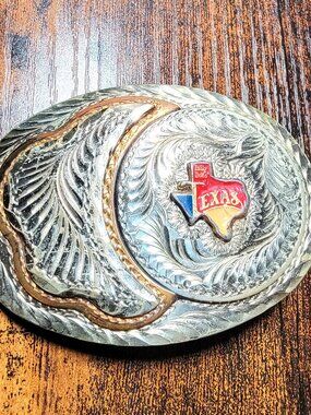 Vintage Wil-Aren Originals Belt Buckle With Bill Bob Texas Emblem